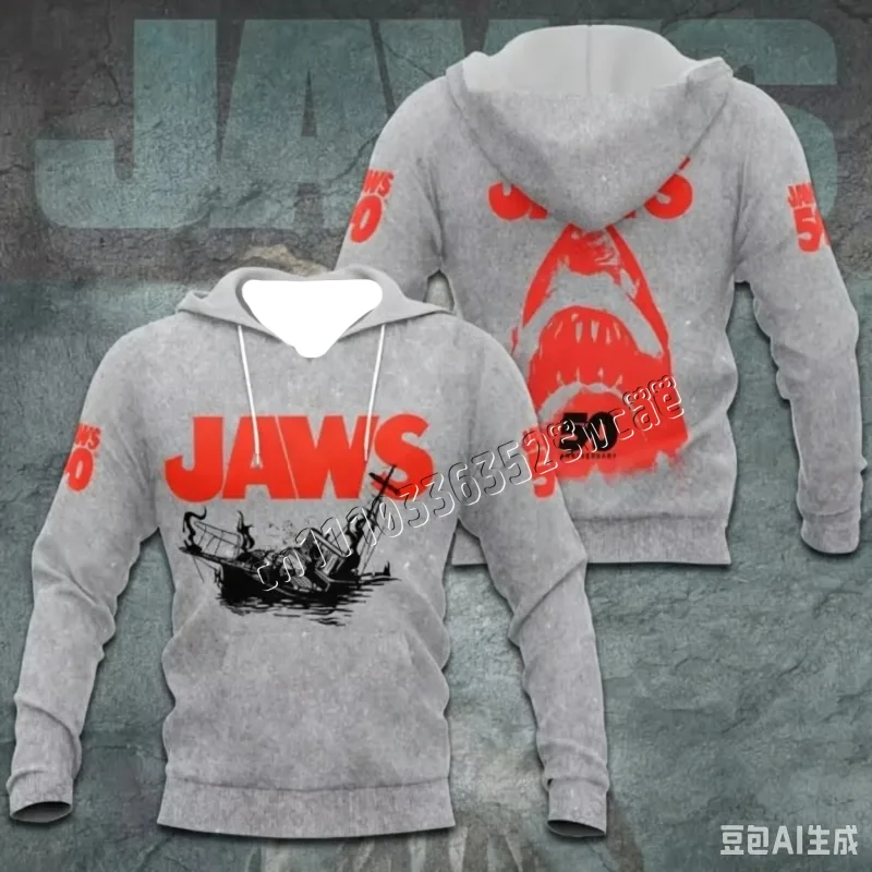 2026/27 Men Hoodies Jaws Horror Film Hoodie Men Women Fashion Hoodies Casual Hoodie Sweatshirt Shark Coat Sudadera Men Clothing