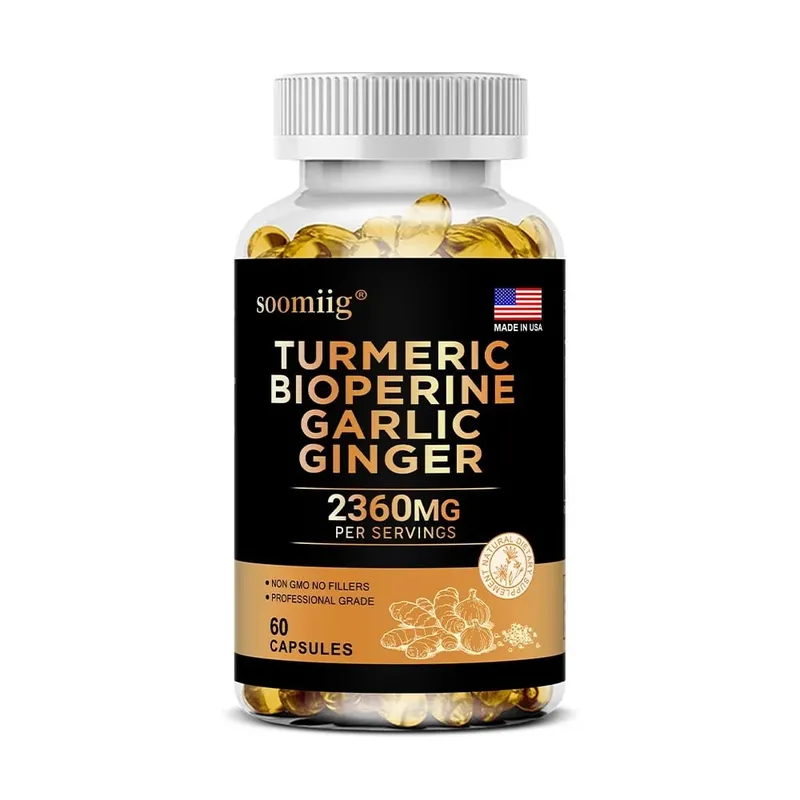 Turmeric Ginger Supplement with Garlic Curcumin Black Pepper Support Joint Health Promote Digestion and Boost Immune Health