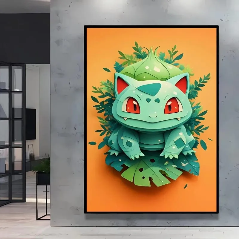 Japanese Anime Canvas Paintings Pokemon Pikachu Poster Cartoon Character Picture Bright and Clear Colors High Quality Home Decor