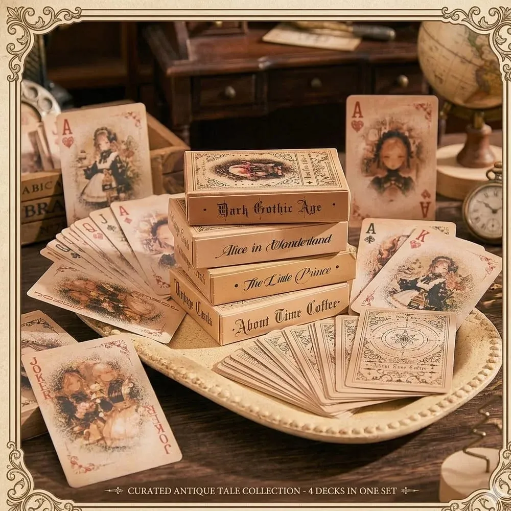 Vintage Fairy Tale Girl Playing Cards 55PCS European Coffee Themed Collectible Deck Art Collection Card Set Perfect as a Gift