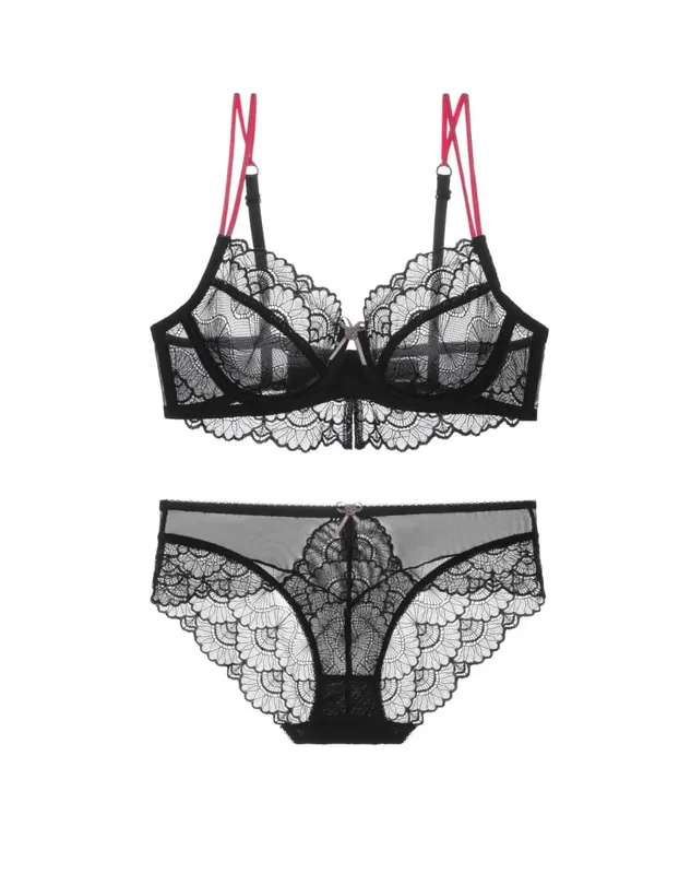 Reggiseno di pizzo ultrasottile alla moda da donna con cinturino in colore a contrasto intimo stile francese scava fuori reggiseno patchwork completo di lingerie tutti i giorni — image 8