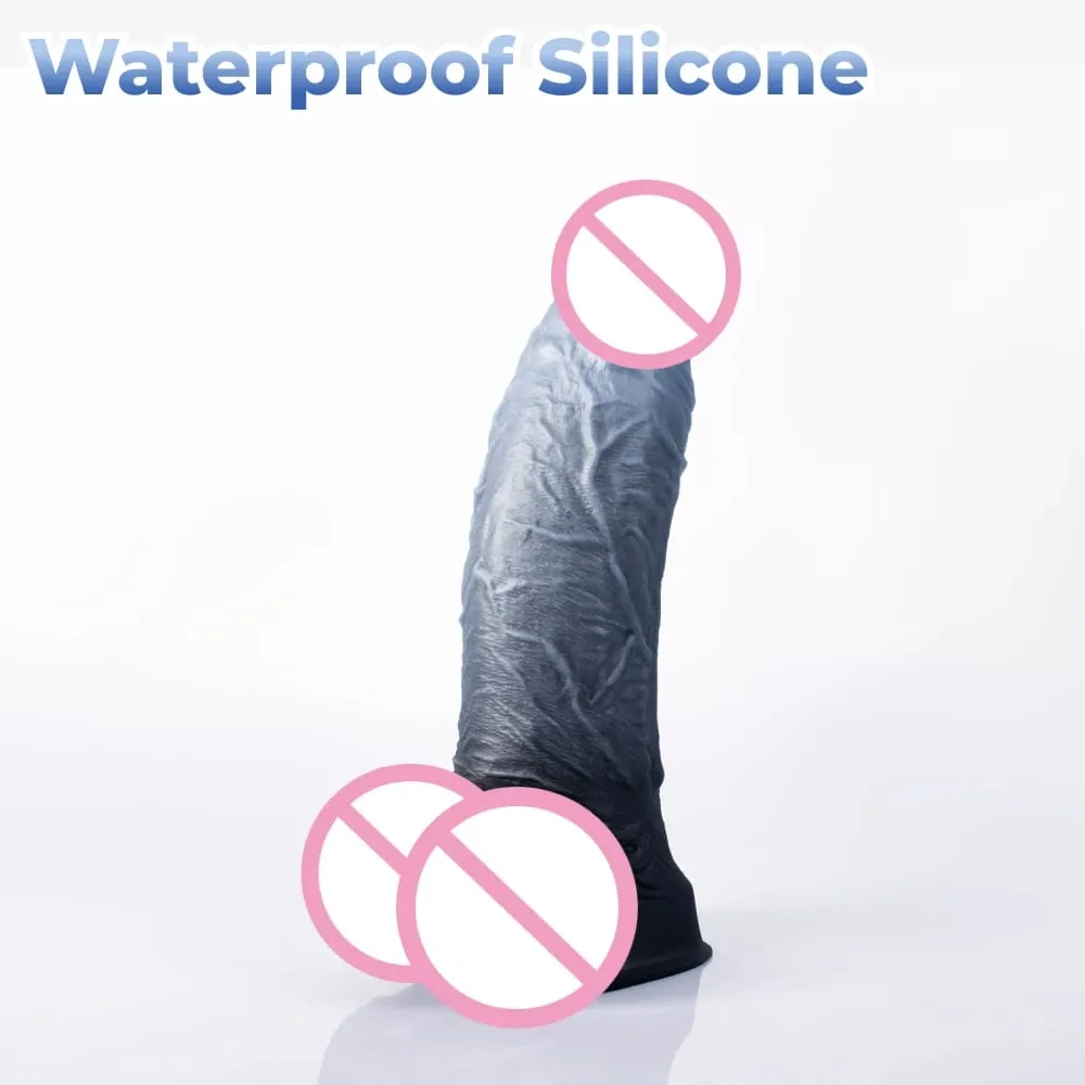 Realistic Silver Grey Titan Huge Dildo Liquid Silicone Real Penis Adult Sex Toys for Women G Spot Masturbator Strong Suction Cup