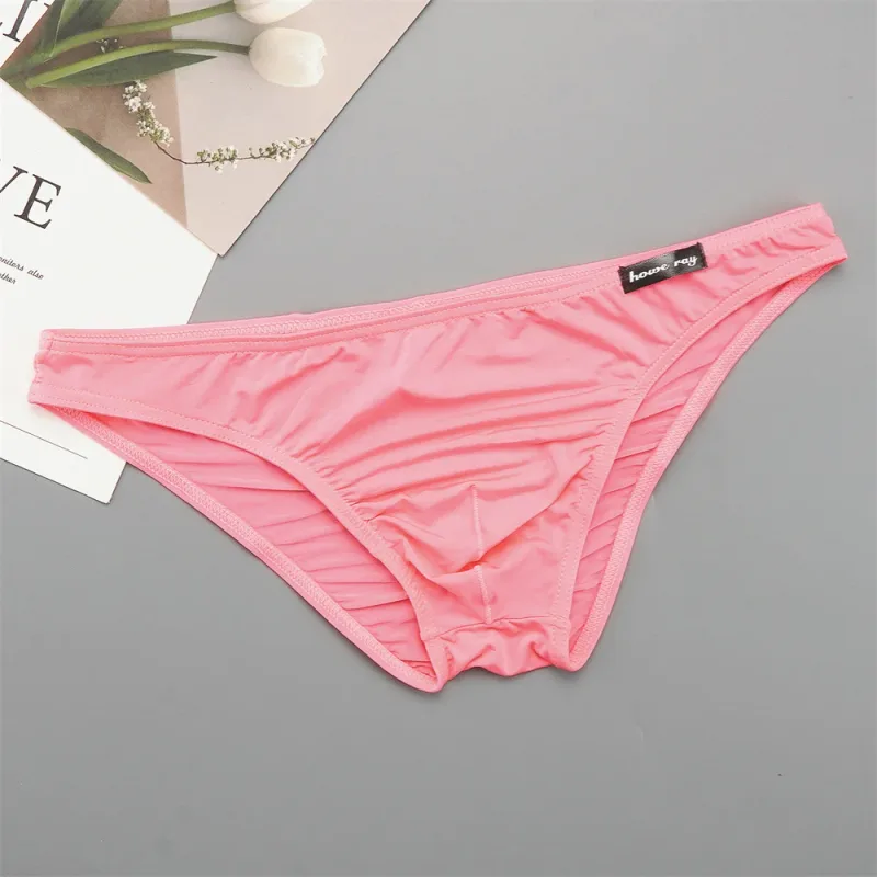 Seluar Dalam Lelaki Pinggang Rendah Ais Nipis Seluar Dalam Separuh Lutsinar Warna Pejal Plus Saiz Bulge Pouch Seluar Dalam Lembut Bernafas Licin