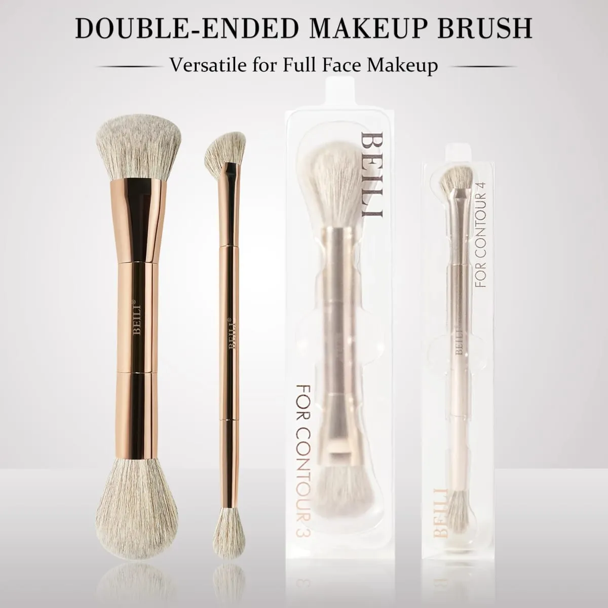 Makeup Brush Set Double-Sided Makeup Brushes for Foundation Contour Blush Blending Eyebrow and Eye Shadow Fiber Bright Cyan — image 2