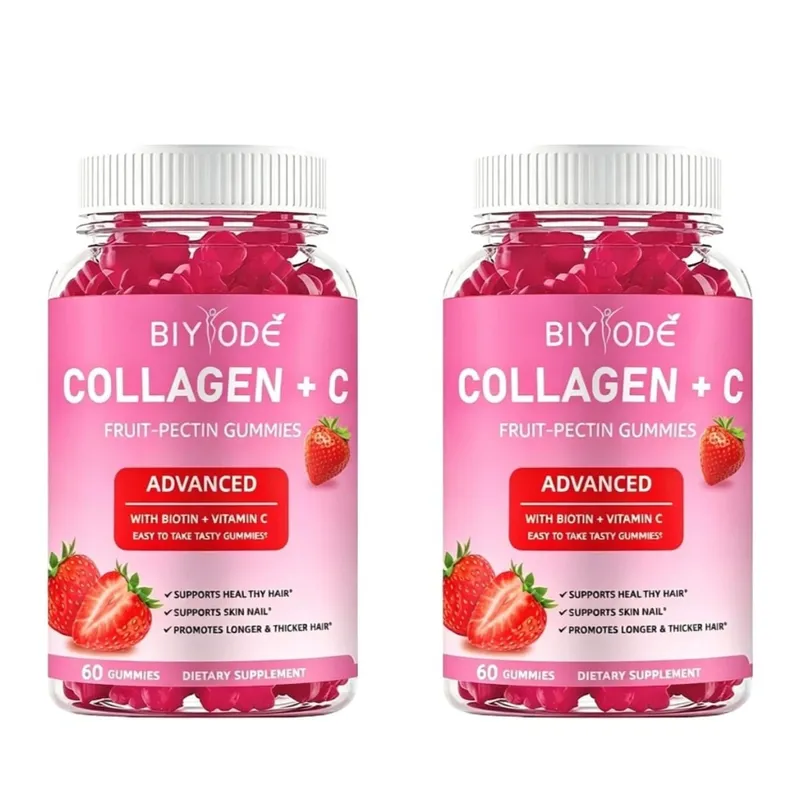 Collagen + C Fruit-Pectin Gummies with Vitamin C Natural Antioxidant Supports Healthy Hair and Skin & Nails 60 Gummies