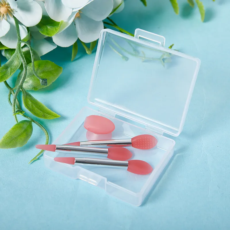 【M】3PCS Silicone Lip Balms Lip Mask Brush With Sucker Dust Cover Makeup Brushes Lip Film Anti-lost Dust Cover