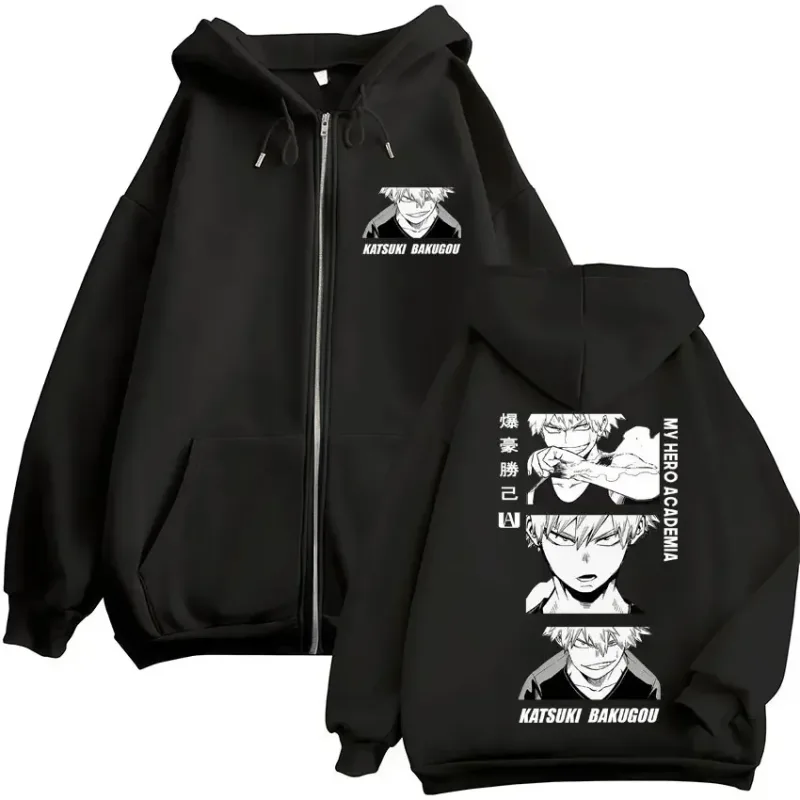Japan Anime My Hero Academia Zip Up Hoodies Harajuku Fashion Manga Vintage Sweatshirt Men Women Fleece Oversized Tracksuit Coats