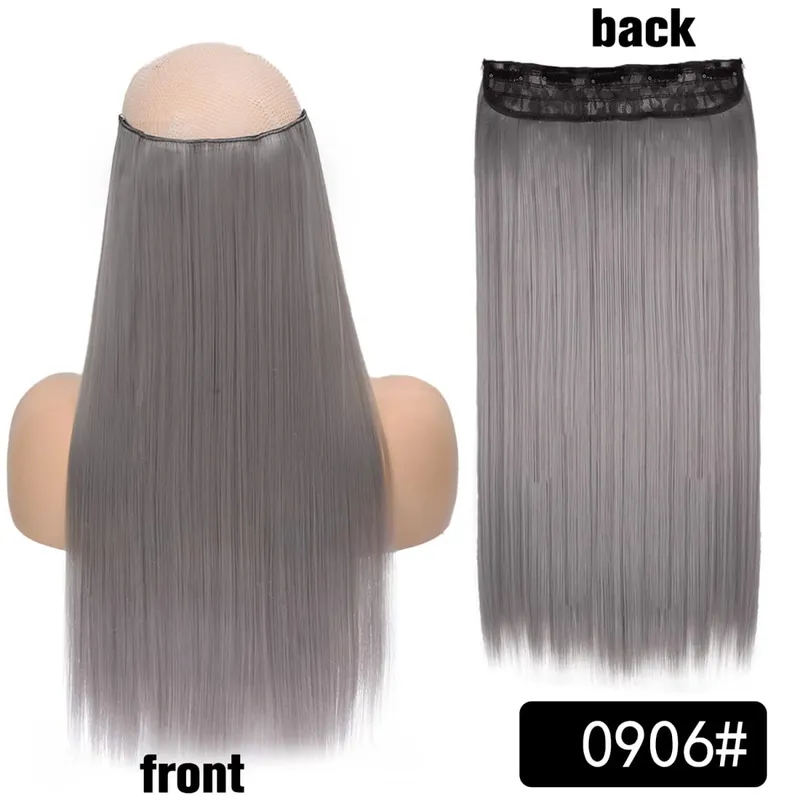 Longo reto encaracolado uma peça 5 clipes clip-in extensões 22 Polegada penteados resistentes ao calor cor mistura loira pedaço de cabelo para mulher