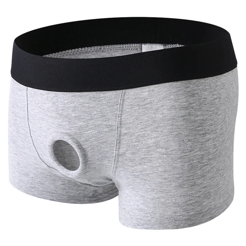 Panlalaking Cotton Underwear Soft Open Pouch Hole Boxer Shorts Cock Ring Silicone Ring Sexy Boxer Briefs Erotikong Panty Trunks Stretchy