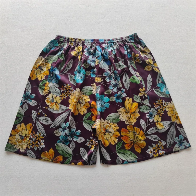 100% Mulberry Silk Men Boxer Underwear Couple Rubber Band Thin Short Home Pants Promotion Woman Can Wear
