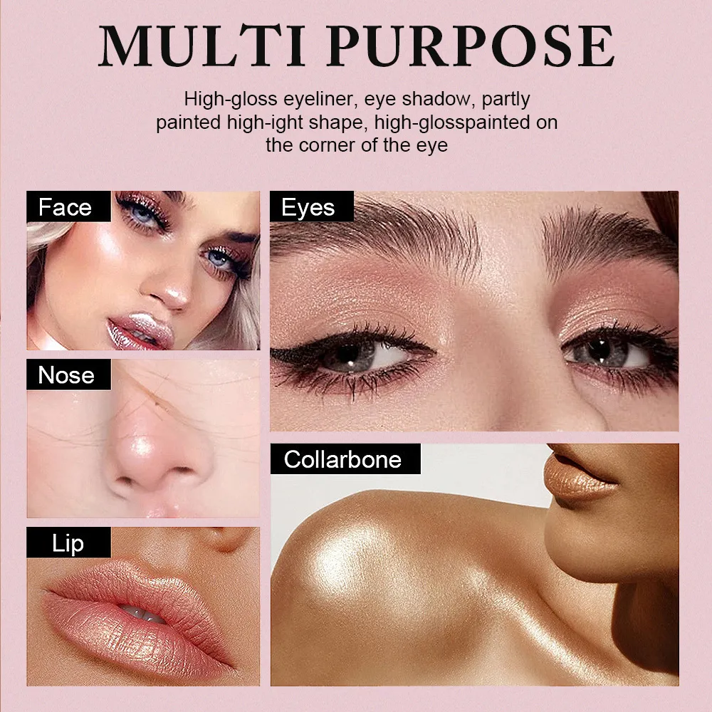 3-Color Gradient Eyeshadow Stick Shimmer Highlight Contour Cream Eyeshadow Waterproof Smudge Resistant Quick Eye Makeup Stick