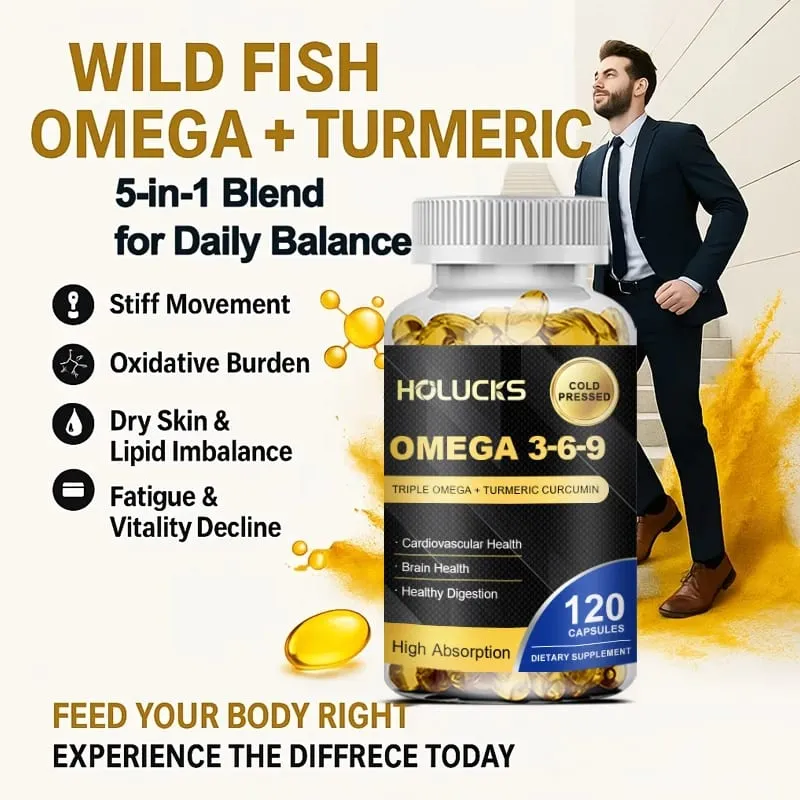 Omega 3-6-9 Fish Oil Capsules for Heart Brain Health & Healthy Digestion Cognitive Function Immune Support