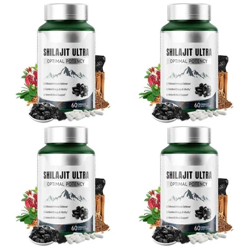 Shilajit Ultra con L-Arginina per energia naturale e vitalità 60 capsule Integratore antiossidante per resistenza e resistenza non OGM