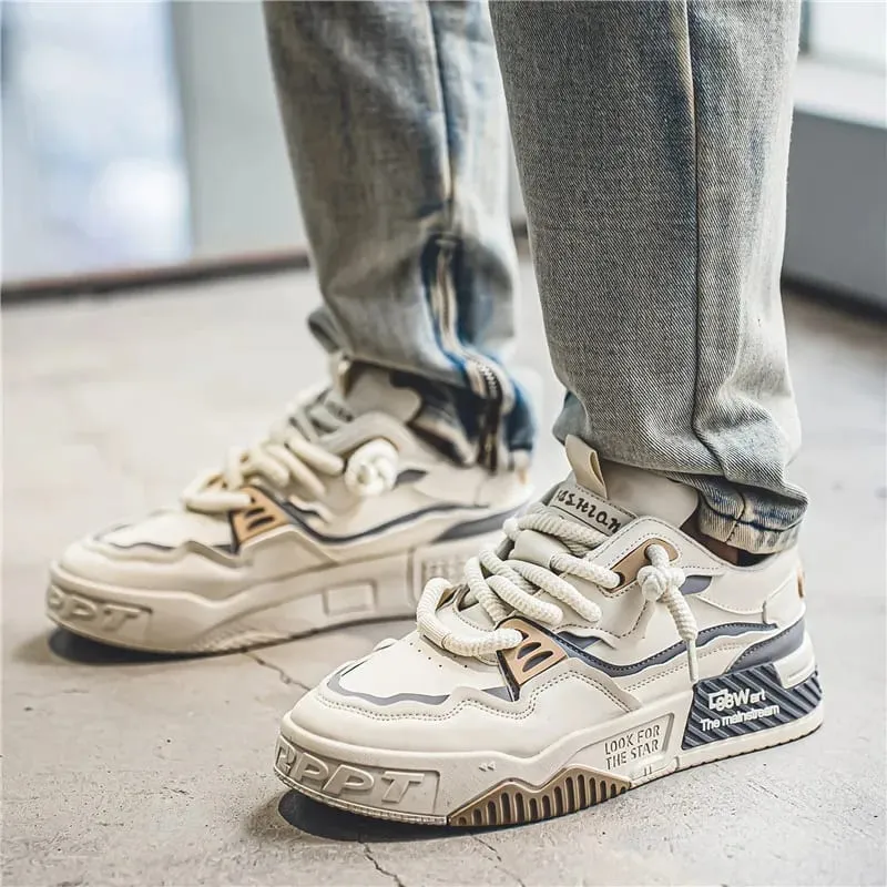 Men's Trendy Skate Shoes Comfy Non Slip Casual Lace Up Sneakers For Men's Outdoor Activities