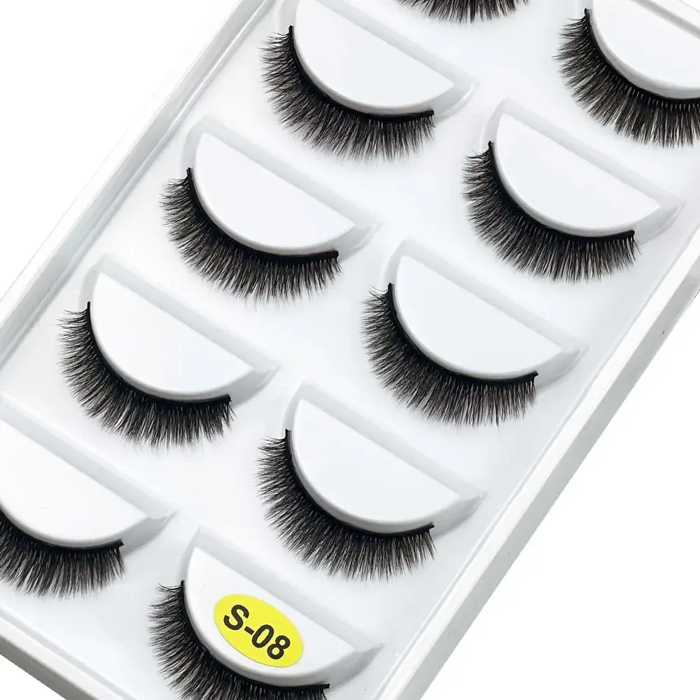 5 Pairs S03 Natural Looking 3D Mink Fake Eyelashes Makeup Tools Fluffy Style Water Mink Fur False Eyelashes for Eye Makeup