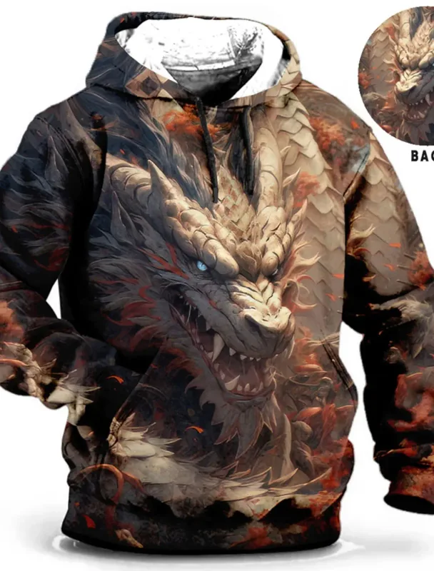 Chinese New Year Dragon 3d Print Hoodie Men Women Fashion Street Vintage Hoodie Sweatshirt Outwear Coat Men Tracksuits Sportwear