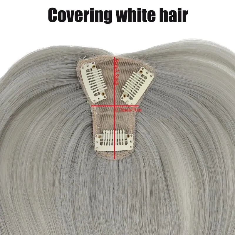 Wig Piece for Women with Bangs Covering Their White Hair and a Thin Invisible Replacement Piece for Their Hair