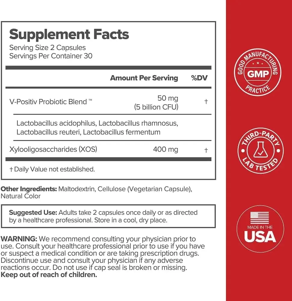 O Positiv Vaginal Probiotics for Women pH Balance Vaginal Odor & Flora - Vaginal Healthy Supplement - 60 Vegan Capsules