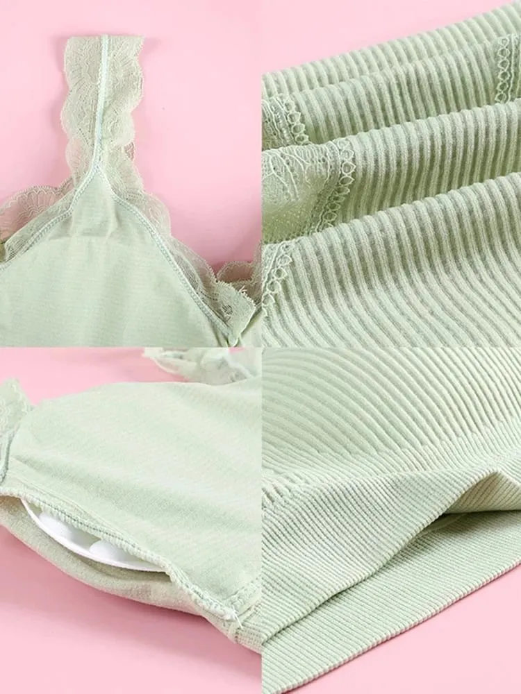 Set di lingerie sexy in pizzo Set di reggiseno imbottito senza anello in acciaio Intimo da donna solido Reggiseno comodo top corto per fitness