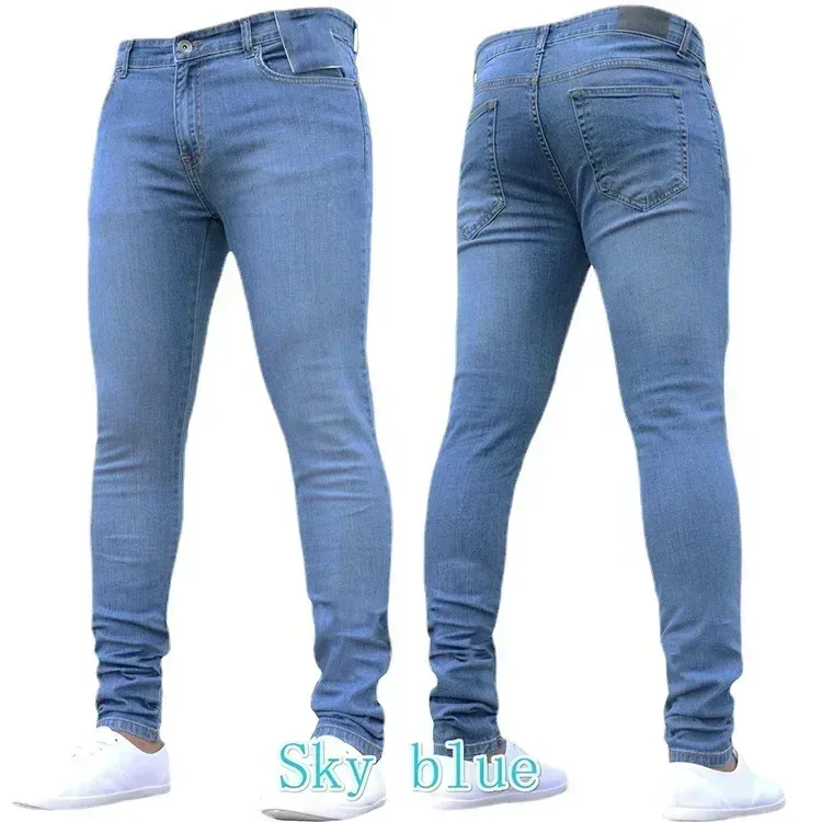 2026 Men's Casual Jeans Pantalon High Waist Zipper Stretch Jeans Panlalaking Slim Fit Pantalon Panlalaking Lapis na Pantalon Denim Skinny Jeans para sa Mga Lalaki