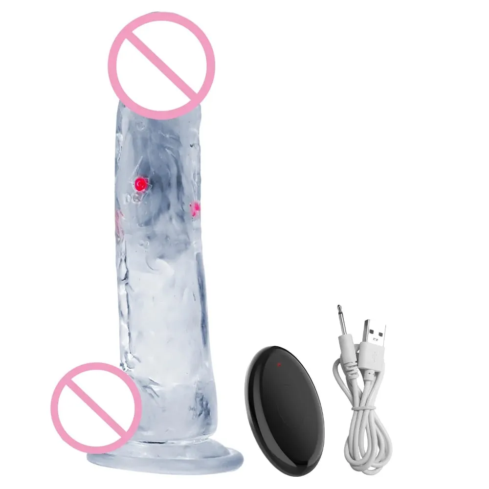 Remote Control Soft Realistic Dildo for Women G-spot Vibrator with LED Light Fake Penis Female Masturbation Sex Toy for Women