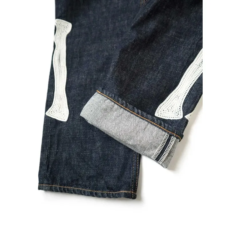 Japan Style New Arrival KAPITAL Hirata Kazuhiro Bone Skeleton Embroidered Pattern Casual Jeans for Men