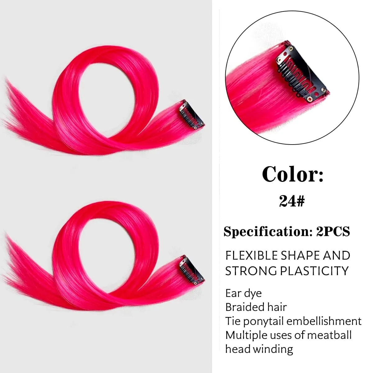 Synthetic Colored Clip In Hair Extensions Straight Highlight Hair Streaks Rainbow Hanging Hair Pieces Hairpiece For Women Party