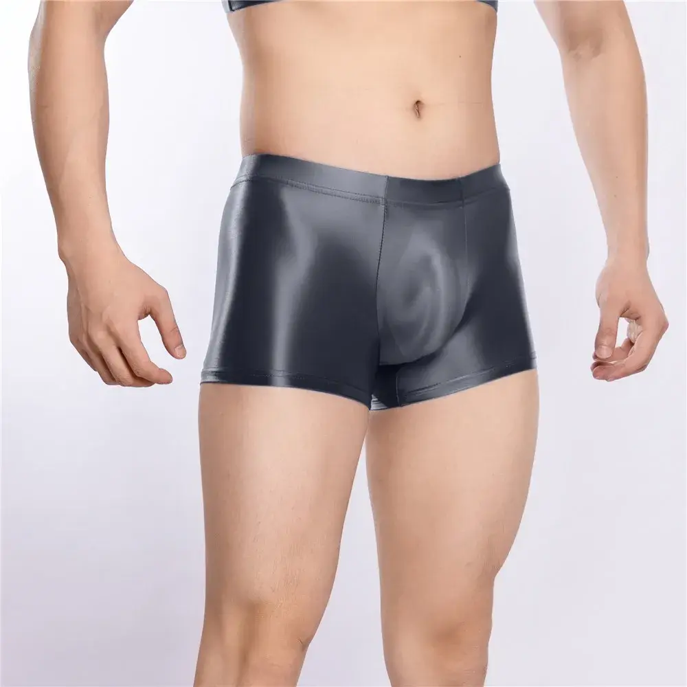 Sexy Men Hot Short Panties U Bulge Pouch Boxer Oil Shiny Glossy Smooth Lingerie Candy Color Underwear Breathable Briefs