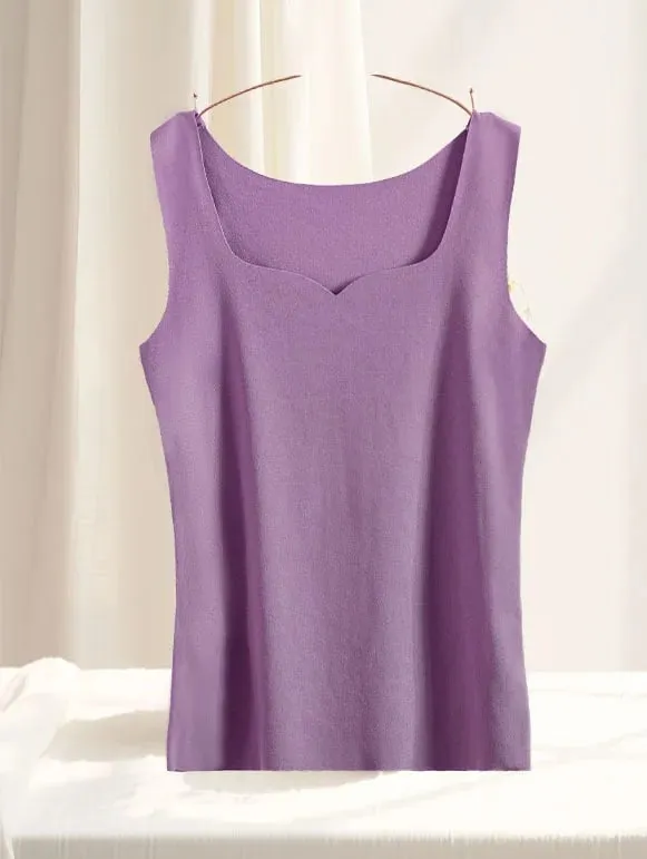 1pcs Women Thermal Tops Girls Traceless Solid Color Vest Base Layer Warm Tank Top Autumn Winter Female Sexy Slim Camisole — image 10