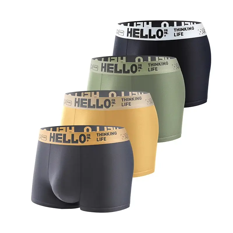 4 unids/set de ropa interior aleatoria para hombre, calzoncillos Boxer suaves y cómodos a la moda para hombre, pantalones deportivos ajustados y holgados para hombre