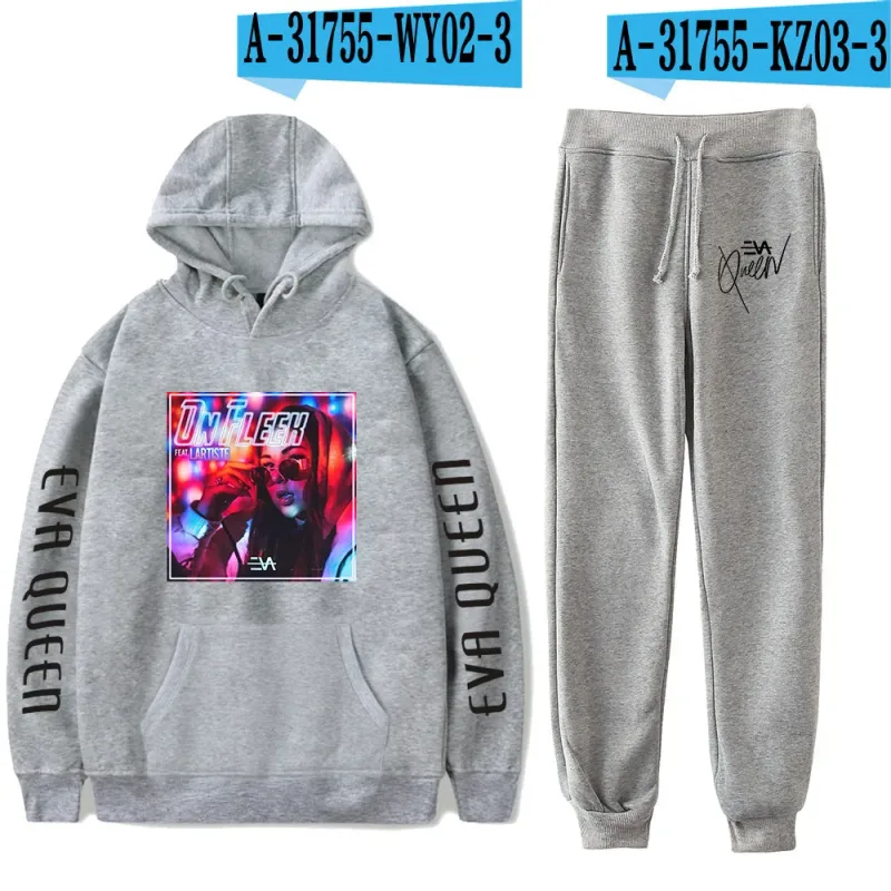 Hip Hop Comfortabel Eva Queen Print Sweatshirt Joggingbroek Pak Hoodies + Broek Pak Jongens/Meisjes 2 Delige Set Kleding