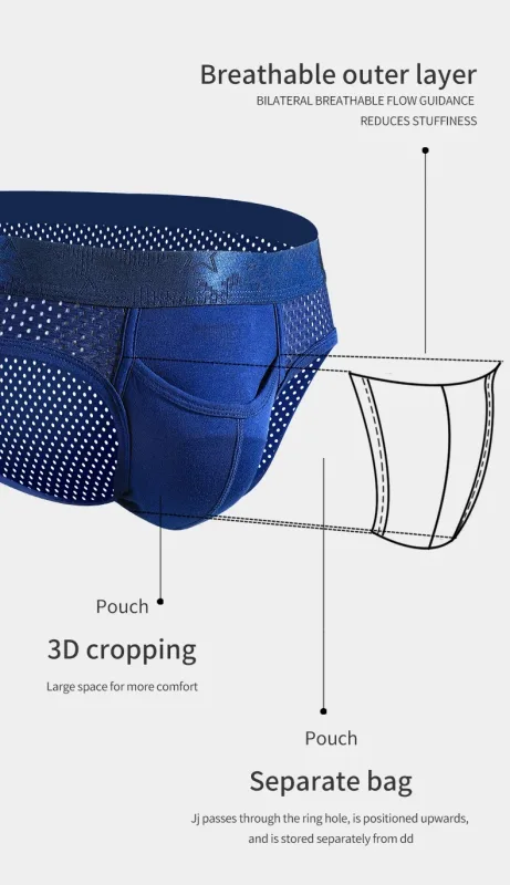 Bullet Separation Panties Men's Sexy U-Convex Briefs Vein Ice Silk Scrotal Rim Sperm Cord Shorts Varicose Heads