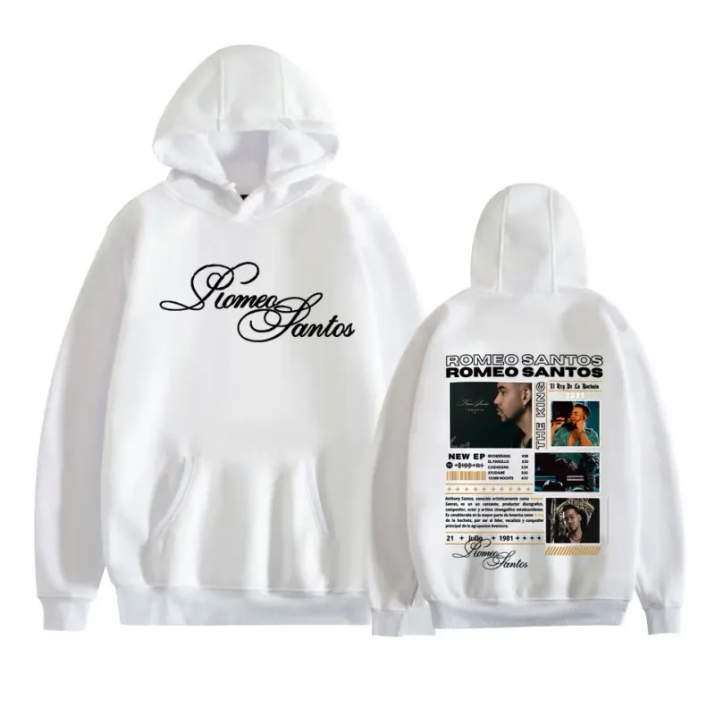 Rapper Romeo Santos The King Tormula Tour 2025 Graphic Hooded Sweatshirts for Men Women Fashion Hip Hop Streetwear Pullover Tops