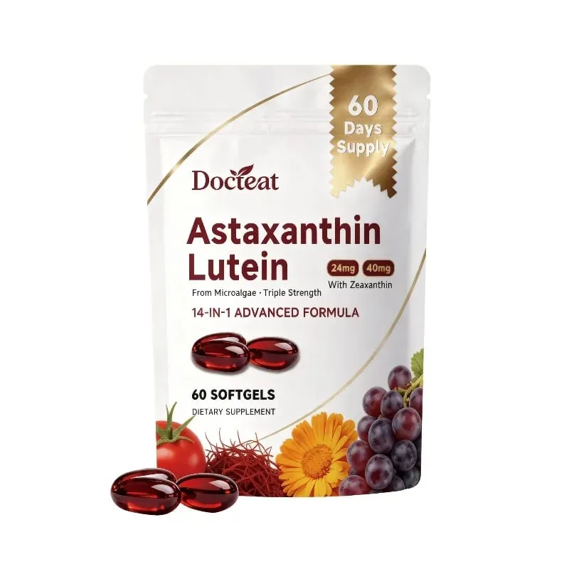 Triple Strength Eye Supplement Lutein Astaxanthin Zeaxanthin Vision Support for Screen Glare & Digital Eye Strain 60 Softgels