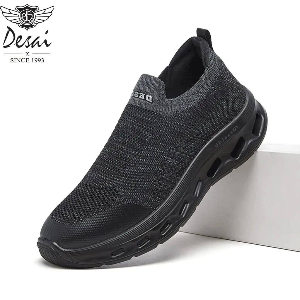 Desai Men's 2026 Autumn Mesh Slip-on Shoes Breathable Hollow Thick Sole Lightweight Casual Sneakers Walking Daily Footwear