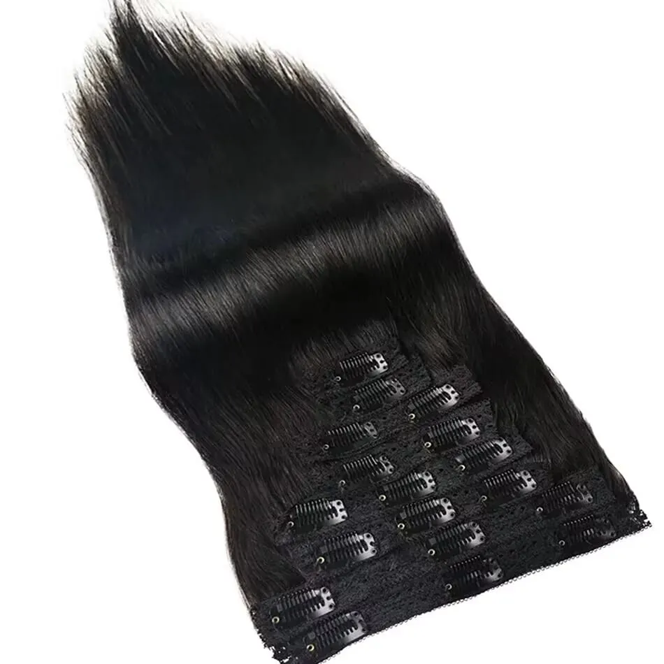 Clip Ins Straight Seamless Brazilian Human Hair Extensions 10A Brazilian Virgin Human Hair 8 Pcs Clip In Extensions 120G/Pack — image 5