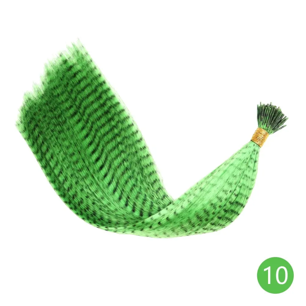 Lansa Feather Hair Extension 10Pieces Fake Hair I Tip Rainbow Synthetic Hair 16inch Hairpiece Feather for Hair Extension