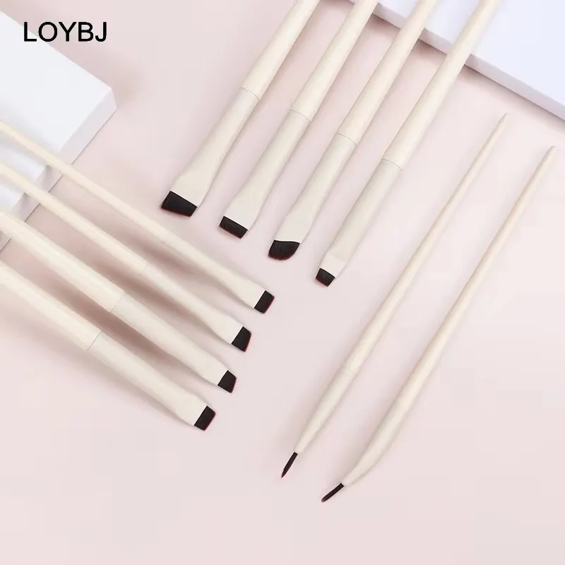Upgrade Blade Eyeliner Brush Set Ultra Thin Fine Angle Flat Eyebrow Brush Under The Eye Place Precise Detail Brushes Ivory