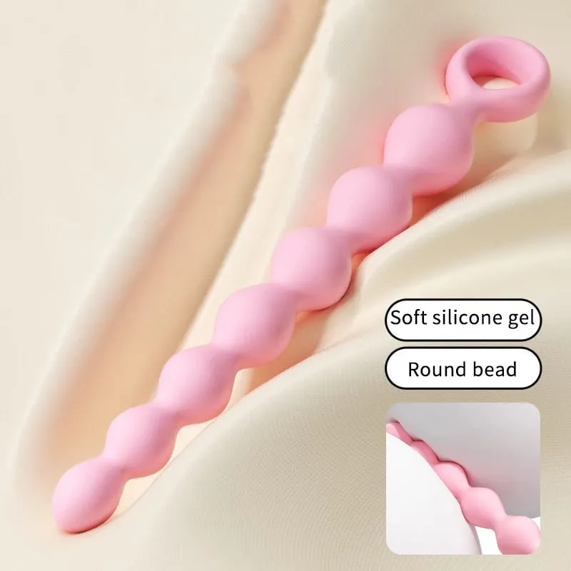 [NM]1Pc Beads Soft Anal Plug 7 Balls Silicone G-Spot Stimulating Butt Plugs Anal Stimulation Pull Bead Dildo Deep Anal Sex Toy