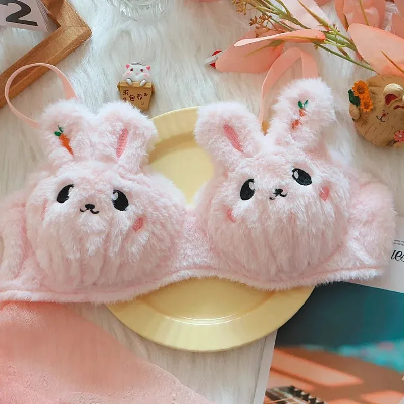 A new plush lingerie for girls a cute Japanese-style bra with a rabbit and no steel hoop