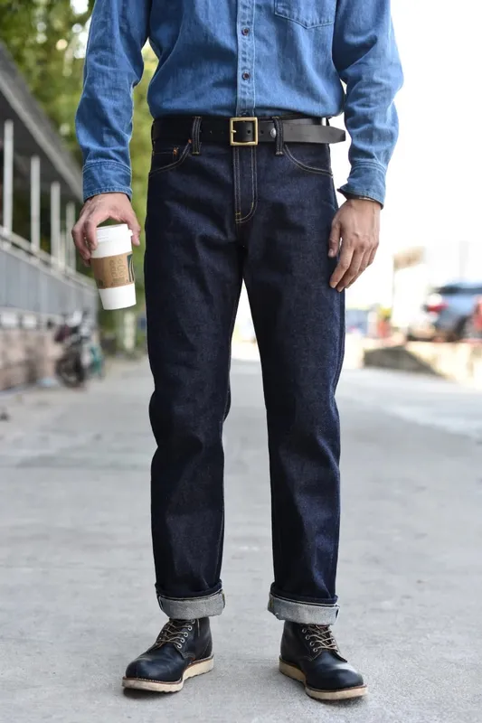 Saucezhan 316xx-18oz jeans masculino selvedge jeans cru reto grosso outono e inverno calças jeans vintage