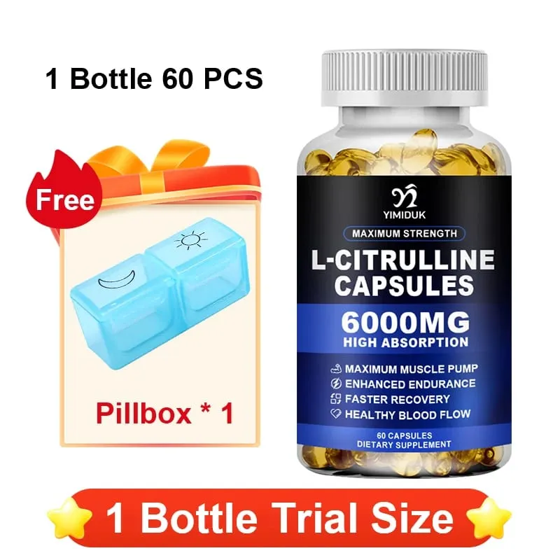 Pure L-Citrulline Capsules Support Circulation Energy Vitality Extend Workout Workout Endurance & Exercise Muscle Recovery