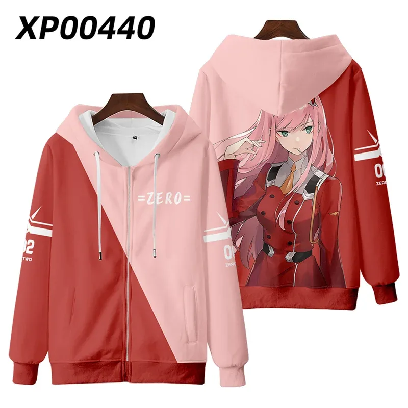 Hot Japan Anime Darling In The Franxx Cosplay Zipper Hoodies 3D Print Men Women Hip Hop Tracksuit Zipper Hoodie Men's Clothing
