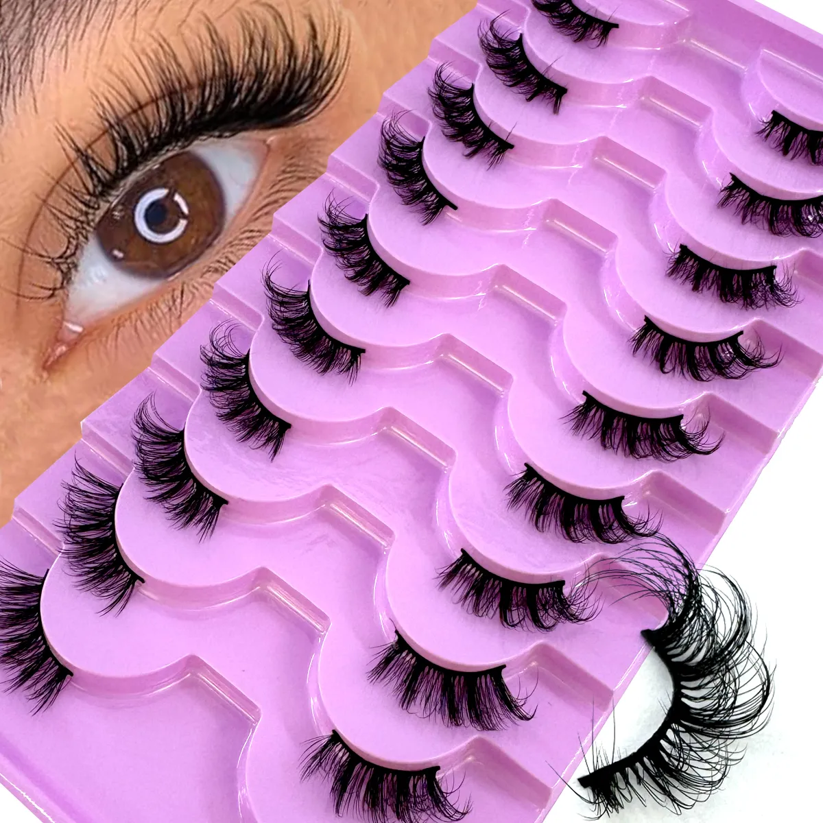 Halbe Wimpern, 10 Paar halbe Wimpern, weiche, natürliche Katzenaugen-Wimpern, Make-up-Werkzeug, künstliche Wimpern, Verlängerung, flauschige künstliche Wimpern