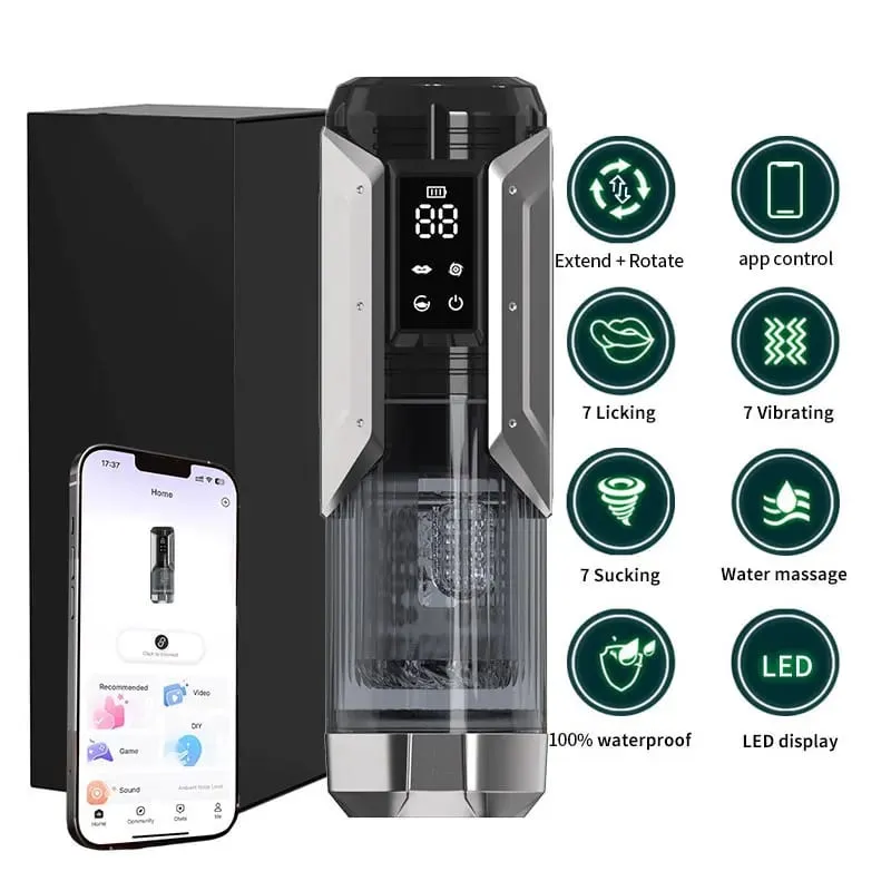 Automatic Blowjob Machine Hands Free Stroker Strap On Harnes Sex Toy with 7 Thrust & Rotate &Sucking& Vibrating Modes Adult Toys
