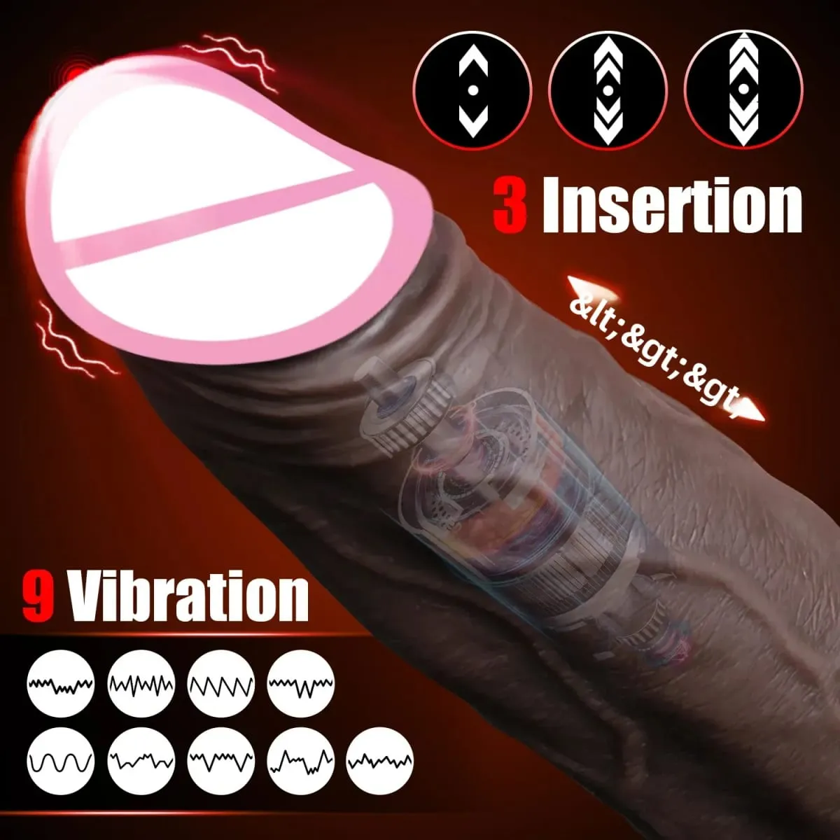 Sex Toys Thrusting Dildo Vibrator Lifelike Heated Silicone Black Dildos with 10 Thrusting & 10 Vibrating Modes for G Spots clit