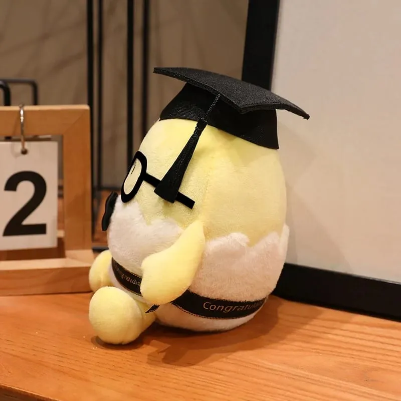 15/25cm Ribbon Humanoid Egg Plush Toy Graduation Bachelor Doctor Stuffed Plushie Kawaii Mascot Souvenir Classmate Gift