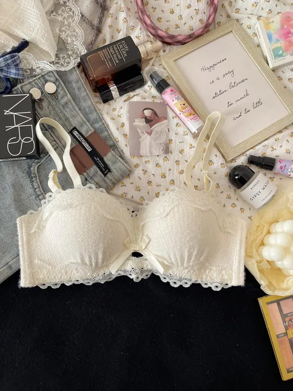 New Lace Lingerie Set Non Wired Padded Bra Half Cup Small Bust Boost Sexy Anti-Sag Underwear Women All Season S-XLAB Cup