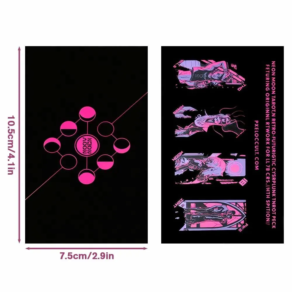 78pcs Cyberpunk Neon Moon Tarot Cards Oracle Card Fate Divination Leisure Entertainment Family Gatherings Tarot Card Game