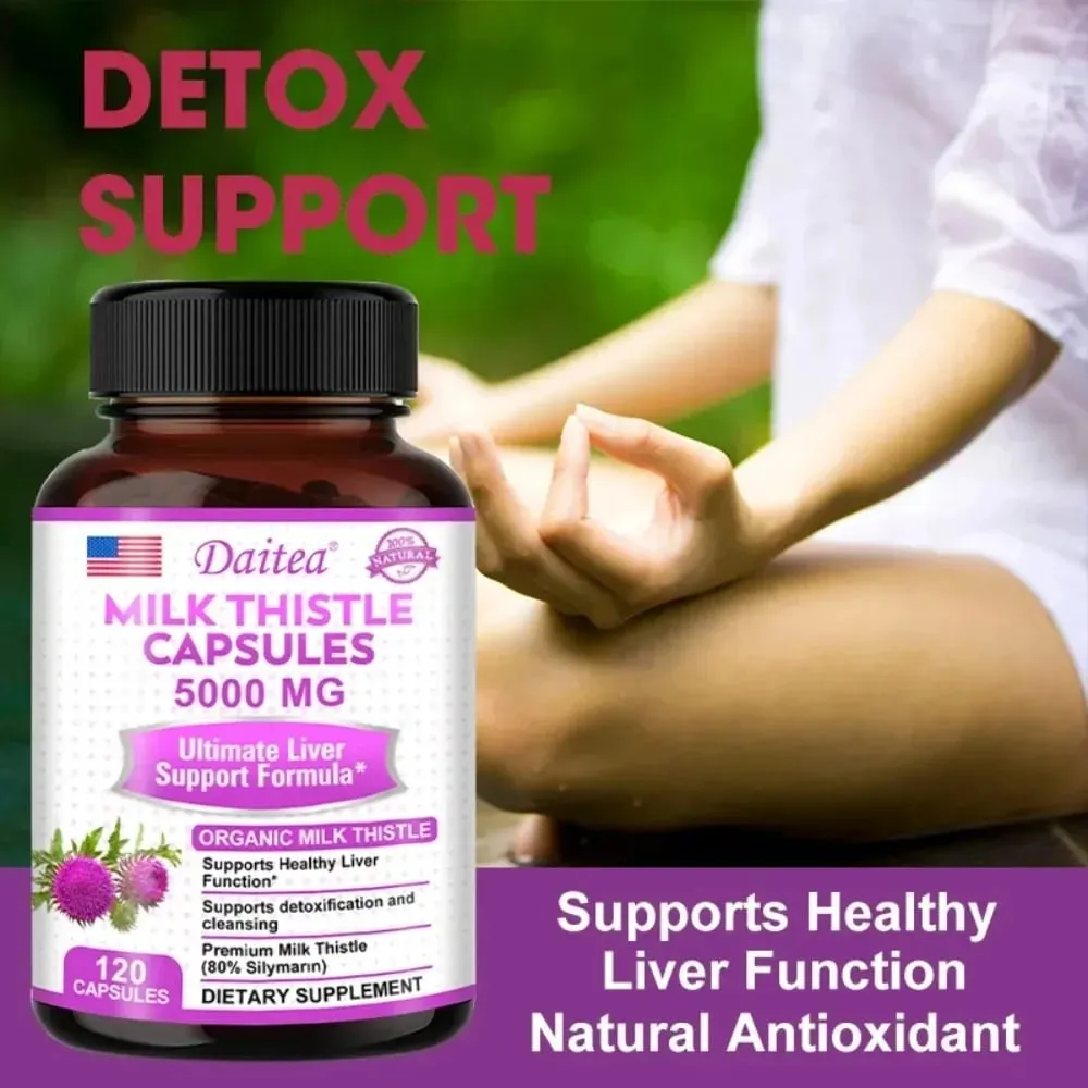 Milk Thistle with Dandelion Root - Antioxidant Liver & Kidney Health Support Supplement - Vegan Non-GMO Gluten Free